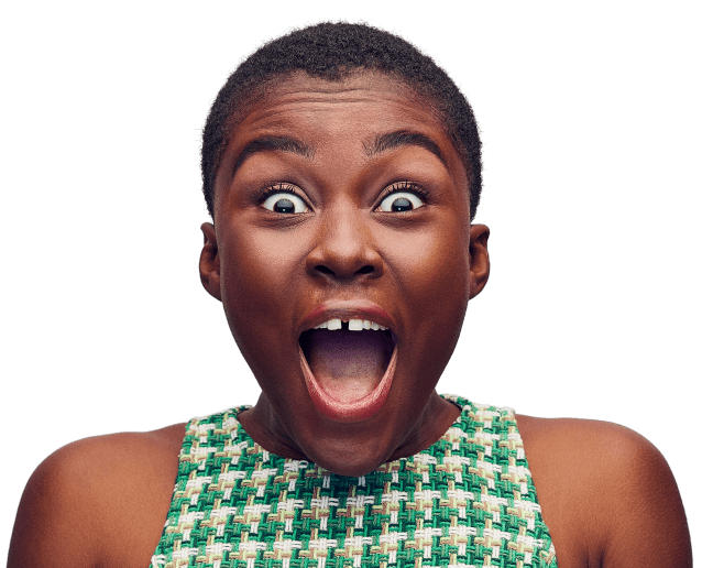 Woman excited with her mouth open