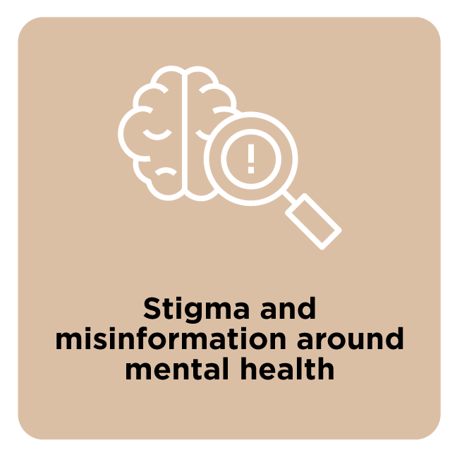 Stigma and misinformation around mental health icon and heading